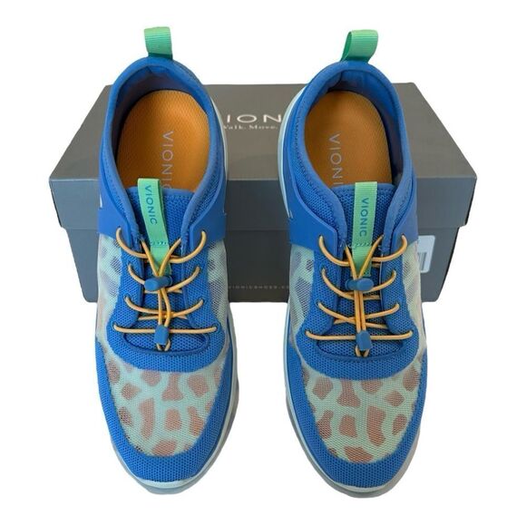 Vionic Amalia Azure Bungee Lace Support Shoe Blue 9 Medium - Picture 2 of 9